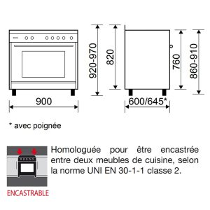 Cuisinière 90cm double four GLEM GXD96CVBR