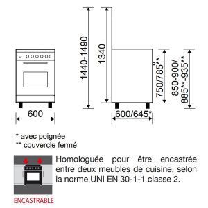 Cuisinière GLEM GA660CMIX 60 CM