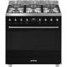 Ensemble SMEG Noir et Inox 90 cm Mixte Piano de cuisson + Hotte
